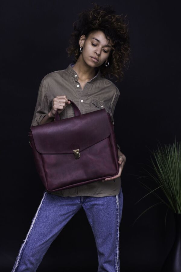 Женский кожаный рюкзак сумка, жіночий шкіряний портфель ранець-сумочка