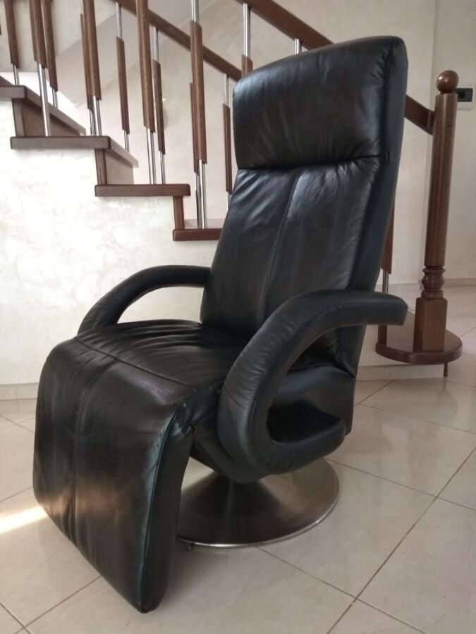 Кресло кожаное реклайнер, релакс, раскладное для отдыха, офисное, стул