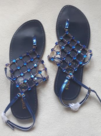Новые блестящие босоножки сандалии с камнями Stephan Франция