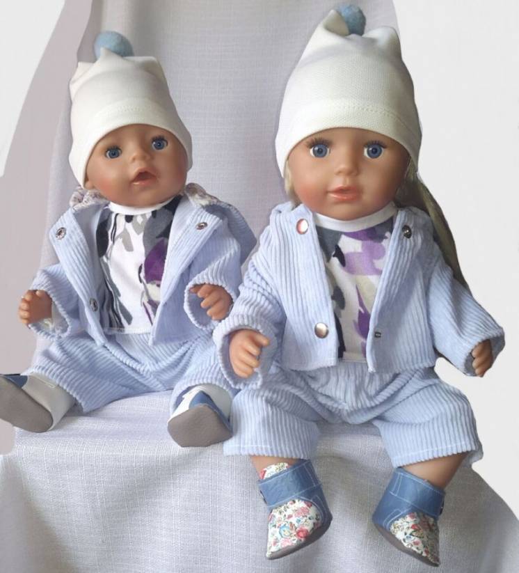 Одежда для кукол беби борн голубой костюм для прогулок