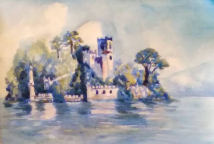 Замок на озере  картина