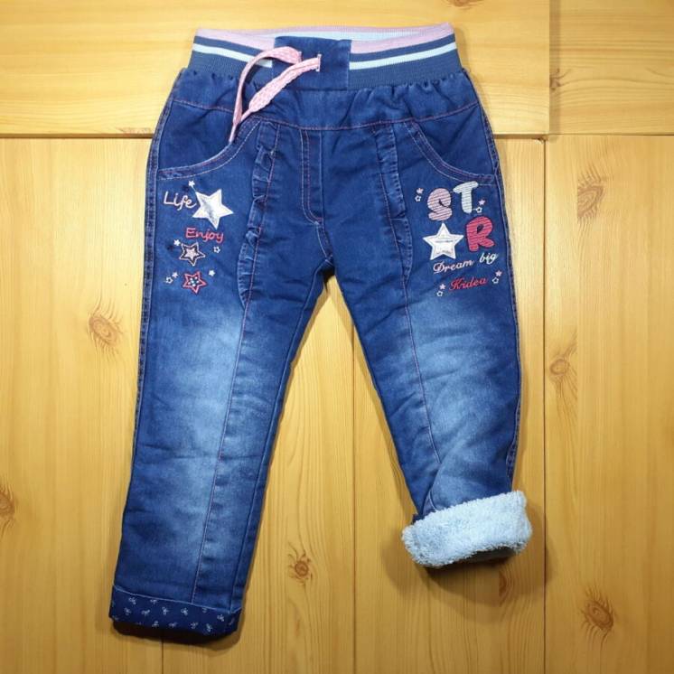 Зимние джинсы на травке (махре) для девочки рр. 98-116 Beebaby (Бибеби