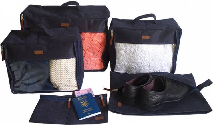 Набор дорожных сумок в чемодан 5 шт ORGANIZE P005 синий