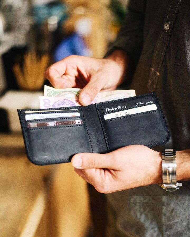 Мужской кожаный кошелёк, бумажник из кожы, чоловічий шкіряний гаманець