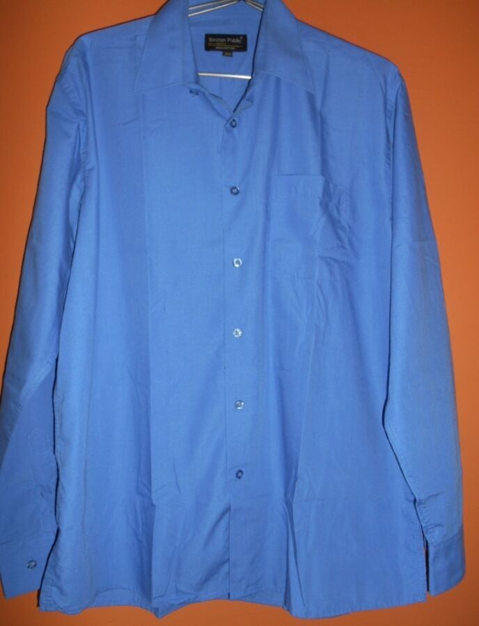 Рубашка голубая мужская длинный рукав Boston Public
