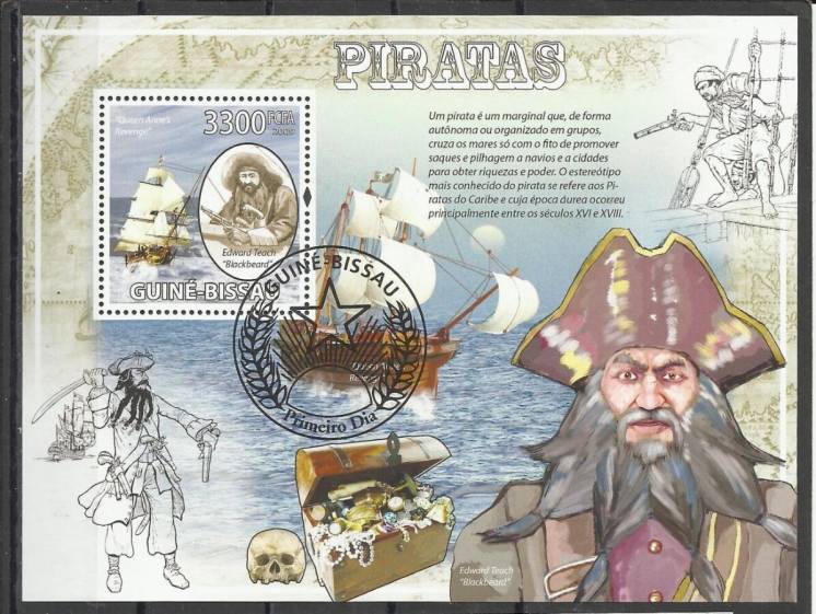 Продам марки  Гвинеи Бисау. 2009  Корабли и  пираты (2 Блока)