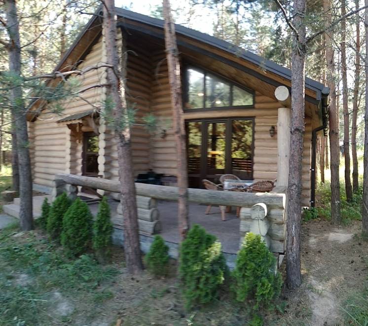 Деревянный домик с баней и купелью для семейного отдыха