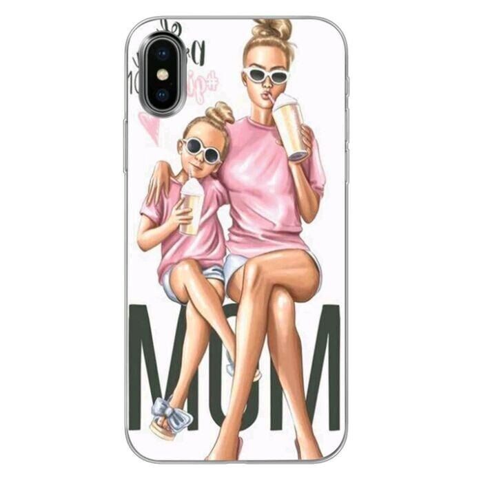 Классный яркий чехол мама и дочка на айфон 7+ iphone 7+