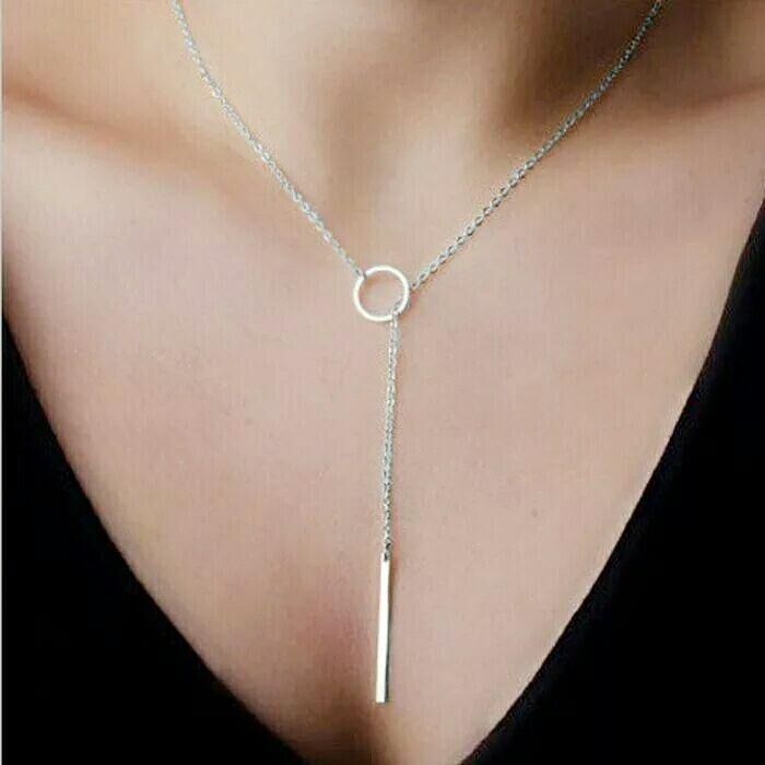 Ожерелье подвеска колье цепочка кулон круг с пластиной геометрия миним