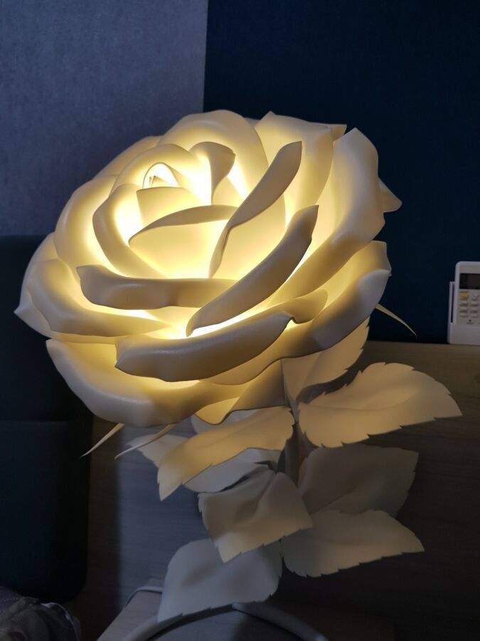 Белый ночник роза в спальню, детскую, светильник цветок ручной работы