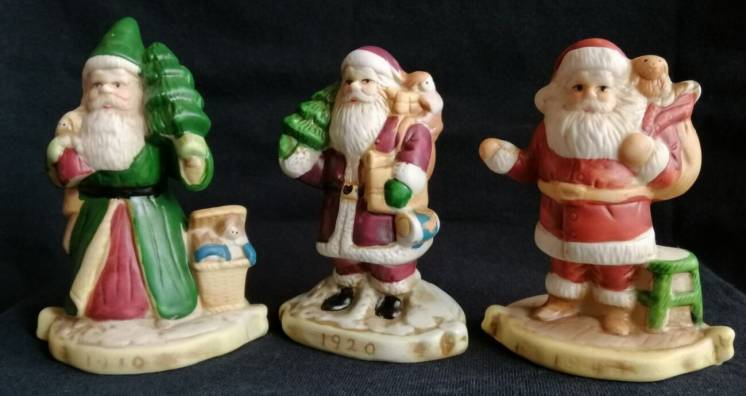 6 фигурок - Santa through the years - Санта через года - винтаж ручная