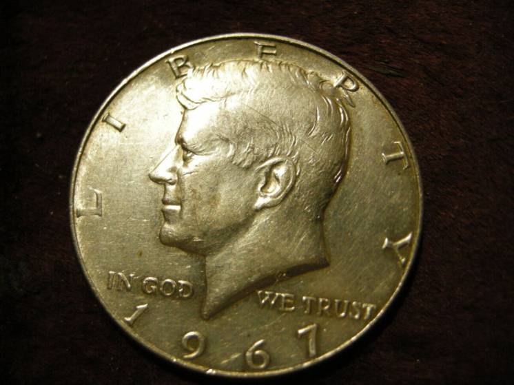 Монета 50 центов 1967 года. Серебро.