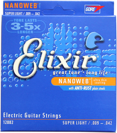 Струны для электрогитары Elixir 12002 Nanoweb Super Light 9-42