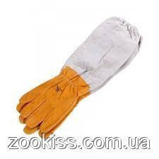 Перчатки жёлтые из натуральной кожи защитные с нарукавниками