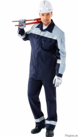 Костюм рабочий темно-синего цвета со светло-серой кокеткой