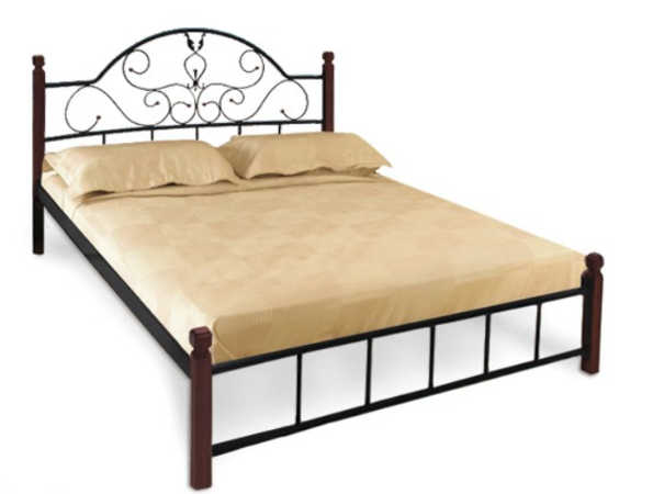 Металлическая кровать Анжелика 160х200 с деревянными ножками