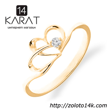 Золотое кольцо с бриллиантом 0,03 карат 16,5 мм. НОВОЕ (Код: 16138)