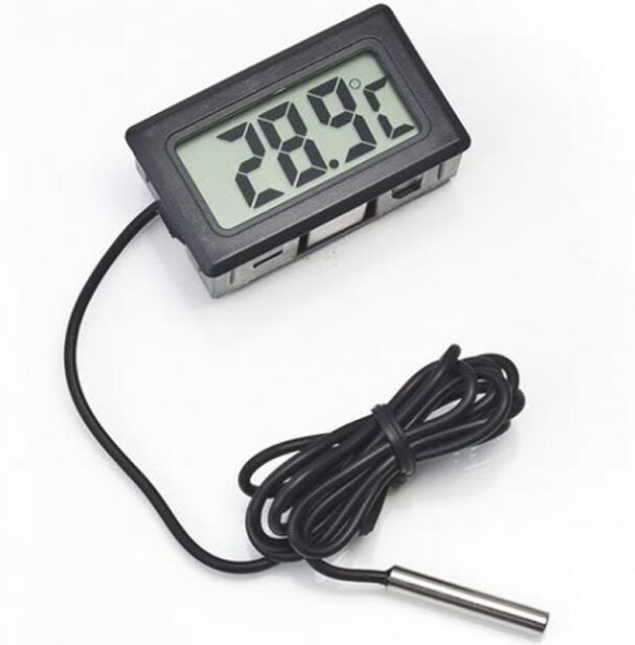 Цифровой электронный термометр с выносным датчиком черный