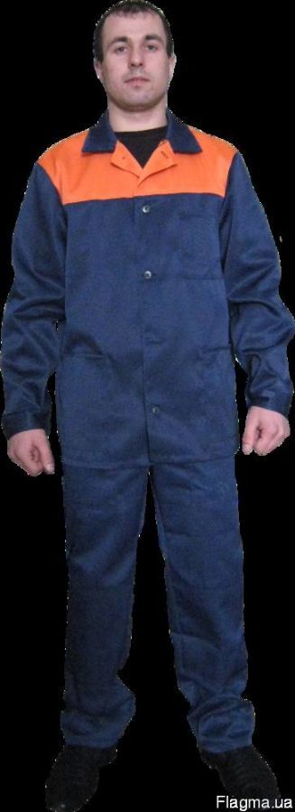 Рабочая куртка и полукомбинезон, костюм темно-синий с оранж кокеткой