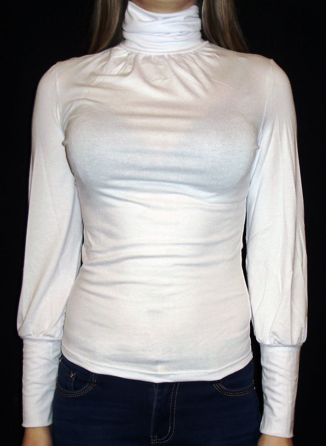 Водолазка-блузка женская трикотажная белая
