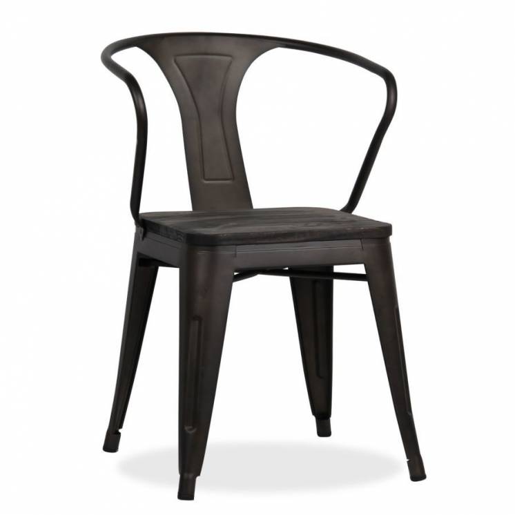 Кресло Толикс Вуд (Tolix Wood MC-005K) дизайнерское металлическое