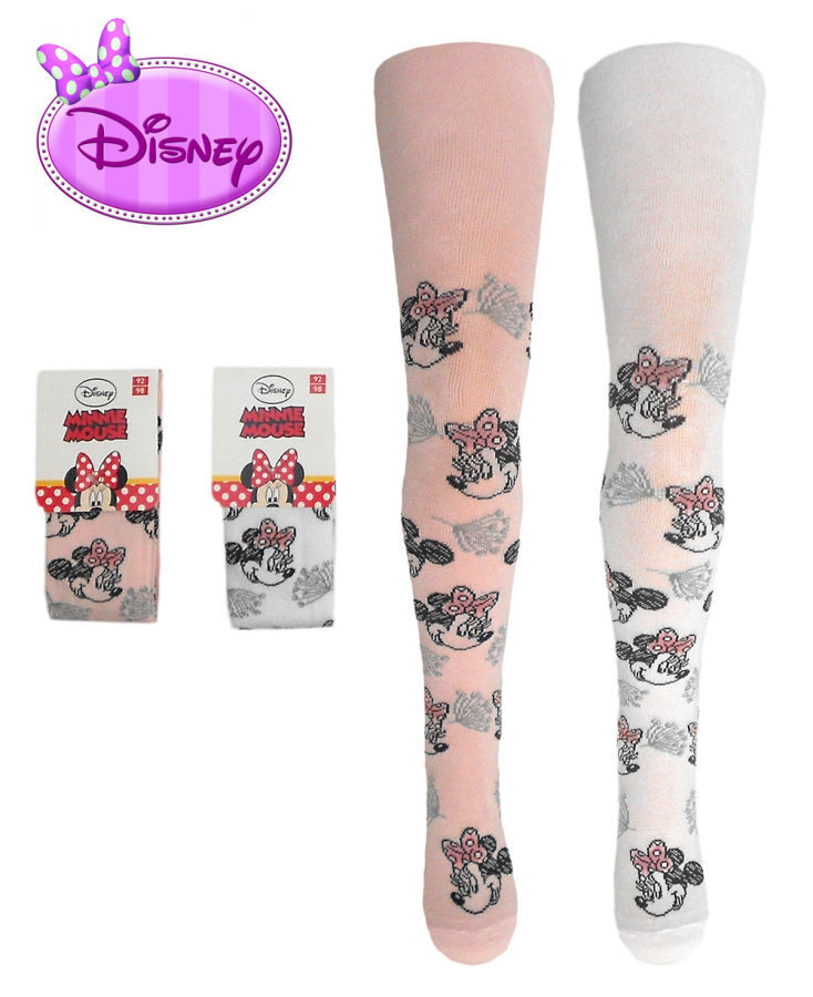 Колготы для девочек белые и розовые рисунок Мини Маус, бренд Disney
