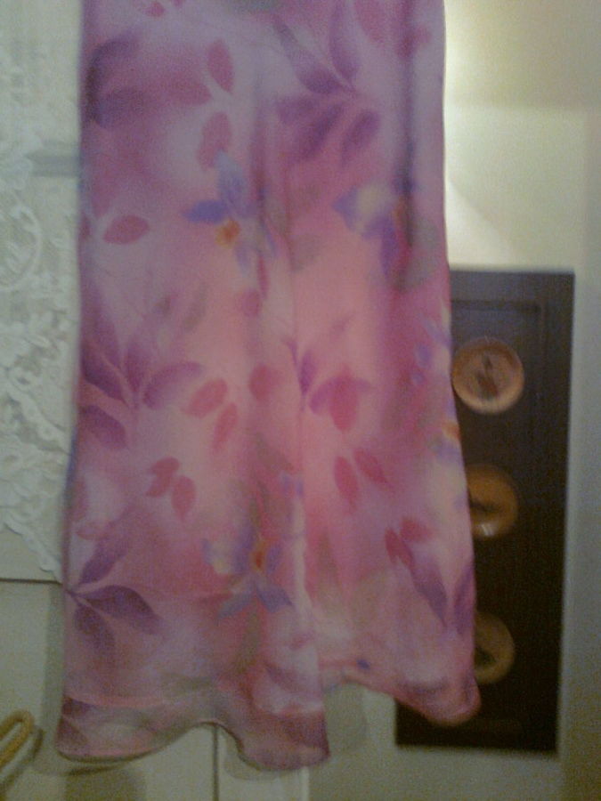 Розовая прозрачная юбка с цветами, на подкладке