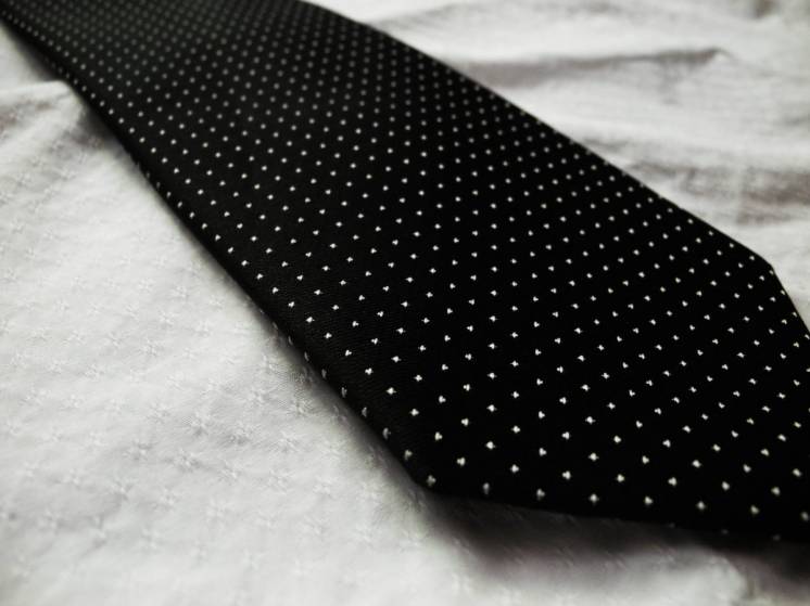 Мужской галстук черный в белый крап JACQUES ESTIER London Paris
