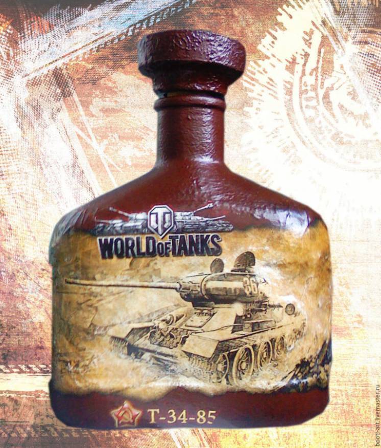Подарок для ценителей игры World Of Tanks, сувенирная бутылка