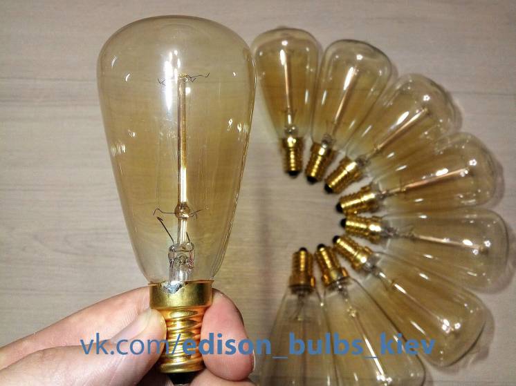 Лампа Эдисона Е14 ST48 Винтажные ретро лампочки Эдисона