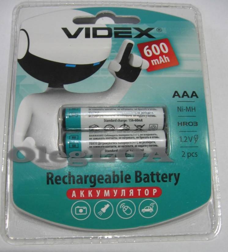 Аккумуляторы R3 Videx 600mah AAA - для радиотелефонов и др.