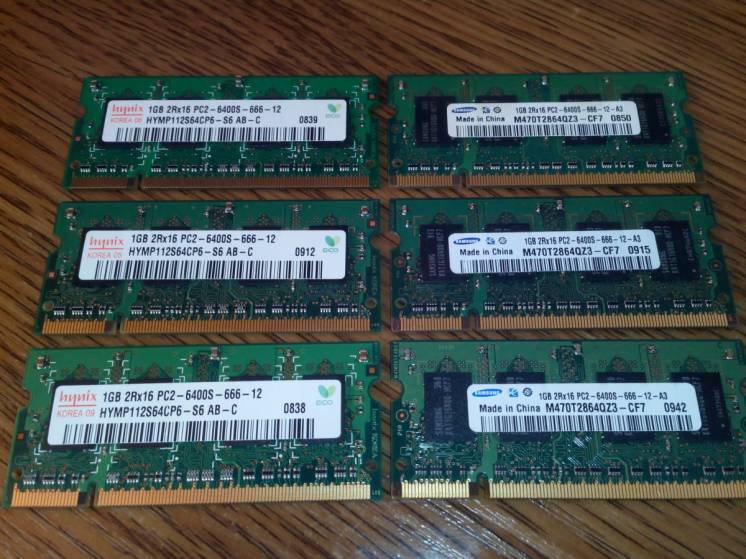 Память для ноутбуков SDRAM, DDR1, DDR2, DDR3