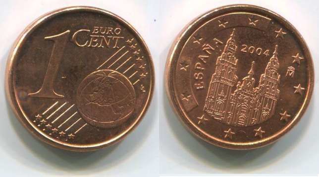 Испания 1 евроцент 2004 г