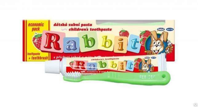 Детская зубная паста Rabbit+зубная щетка