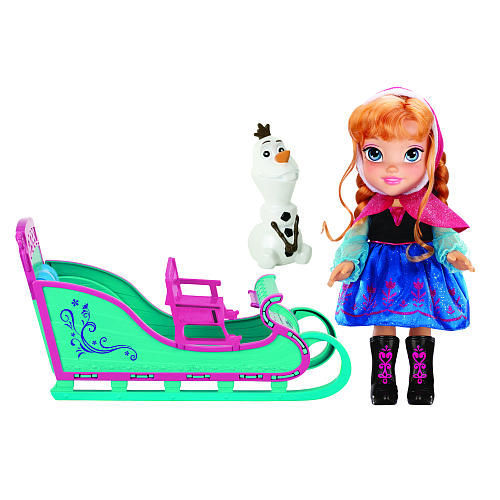 Кукла Анна с санями и снеговиком Олафом