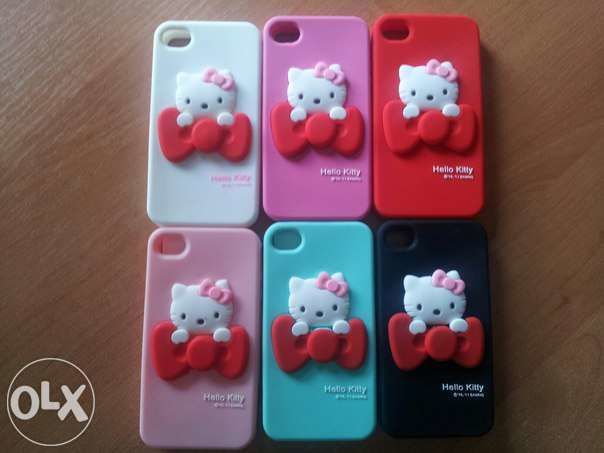 3D котенок Hello Kitty мягкий силиконовый чехол на iPhone 4/4S