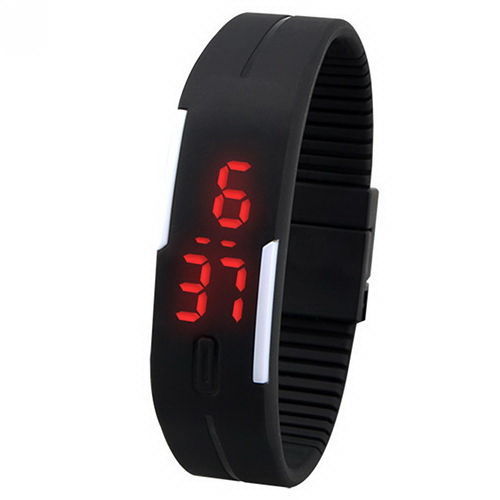 Спортивные силиконовые LED часы черного