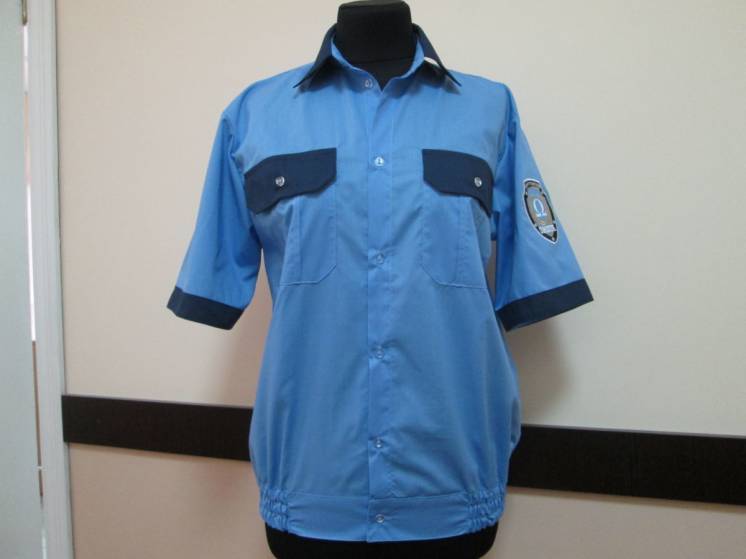 Рубашка форменная, голубая, для охранных структур, рубашка мужская