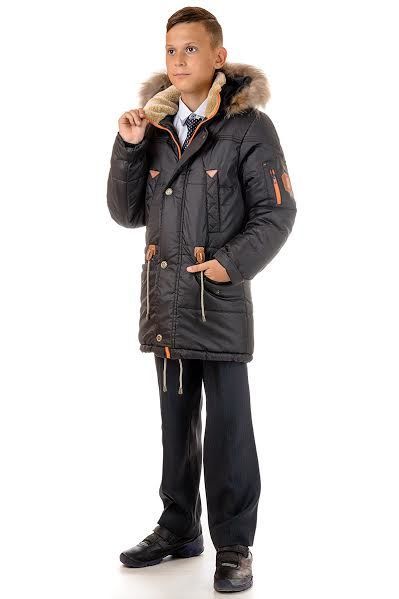 Зимняя куртка парка для мальчика с натуральным мехом