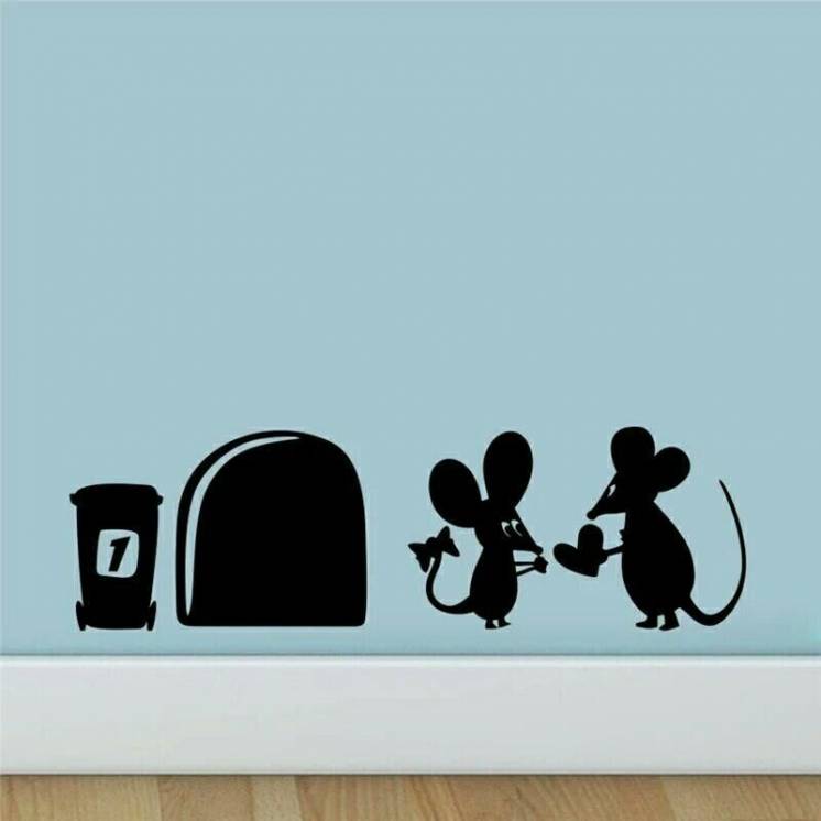 Наклейка стикер для декора интерьера влюбленные мышки символ 2020 года