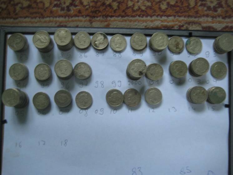 Коллекция монет 1 фунт стерлингов. ONE POUND. Погодовка 1983-2015 год.