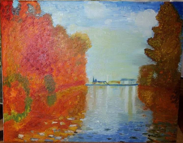 Картина Холст,масло, копия;Осень в Аржантее; Клод Моне Claude Monet