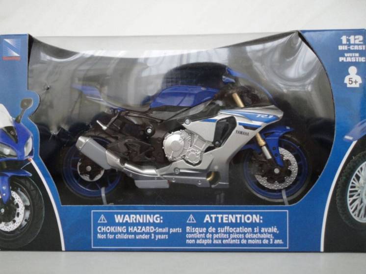 Модель мотоцикл 1:12 Yamaha R1 2015 синя New Ray нова іграшка мото