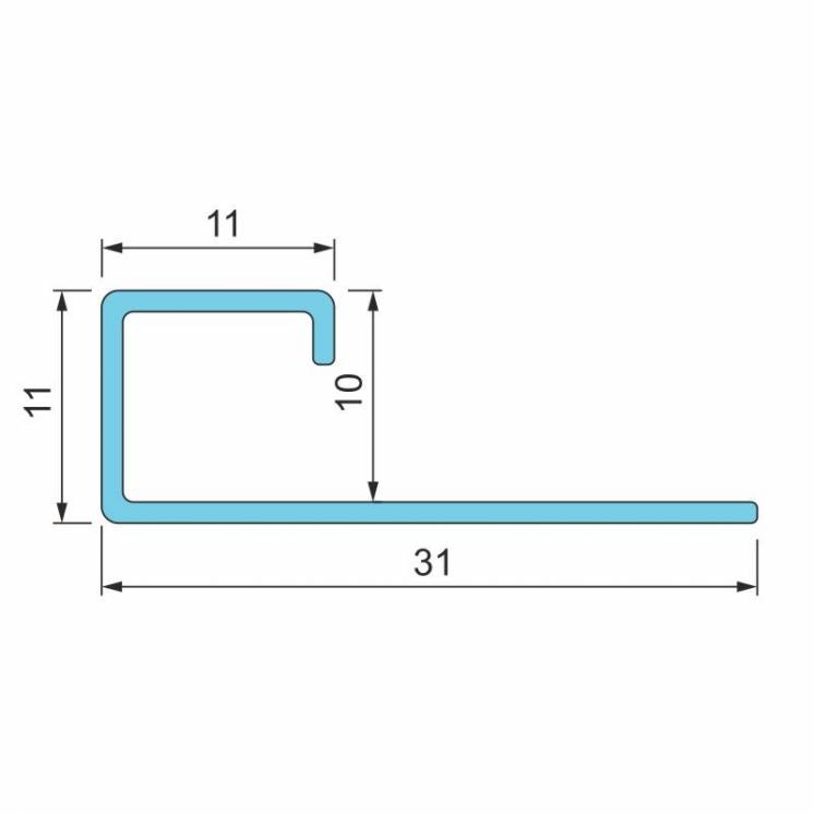 Алюмінієвий профіль квадратний для плитки 10мм анодований