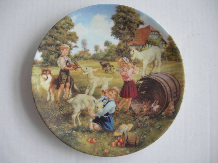 Тарелка коллекционная, Дети на ферме, Mitterteich Bavaria, Германия