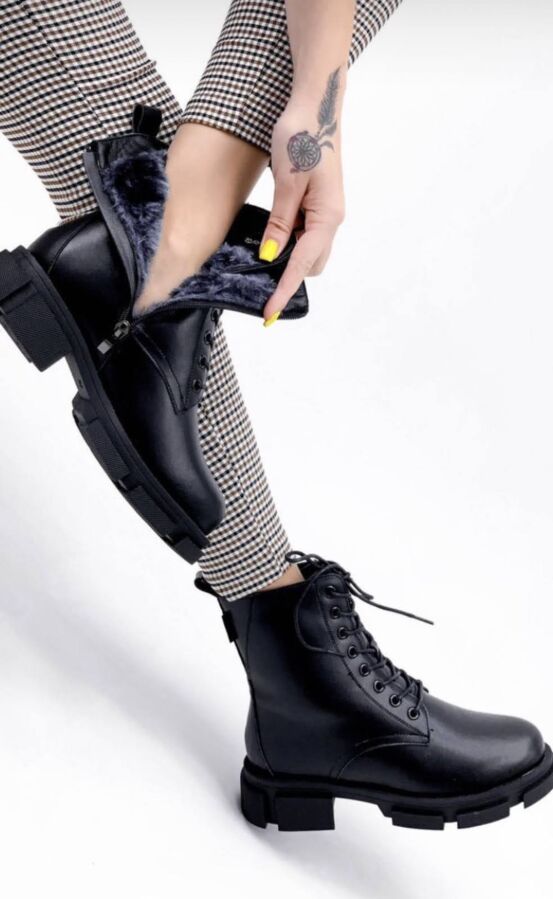 Стильные женские натуральная кожа ботинки шнуровка молния
