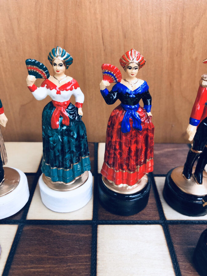 Шахматы ручной работы Наполеон Бородинское сражение