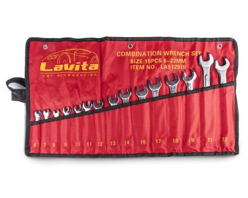 Набор комбинированных ключей Lavita LA 512915 6-22 мм 15 штук