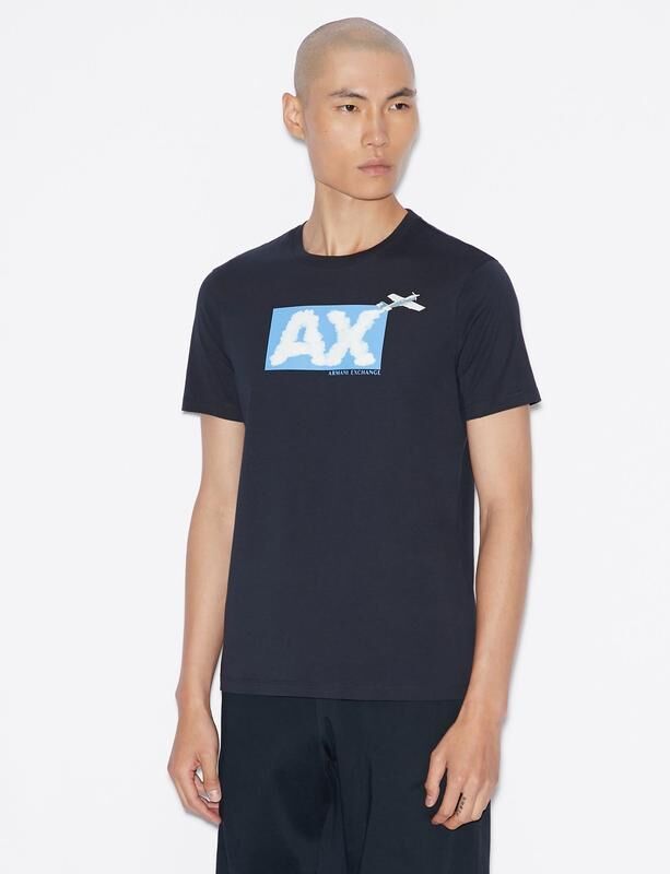 Мужская брендовая футболка Armani Exchange Цвет:(темно-синий) Размер:S
