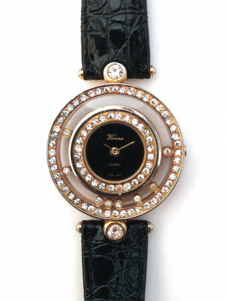 Vienna винтажные часы из США подвижные кристаллы кожа мех. Remex